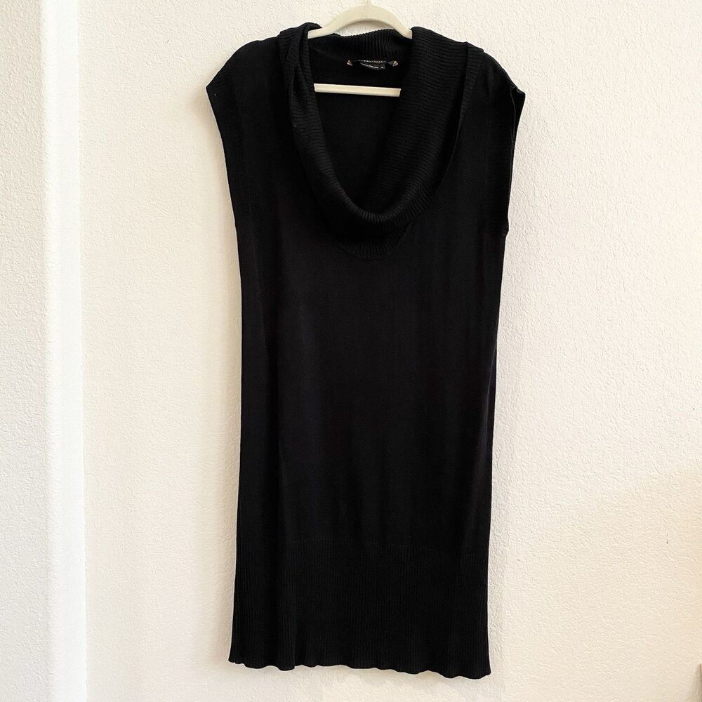 BCBGMAXAZRIA Women’s Silk Blend‎ Scoop Neck Black Dress Sleeveless Knee Length M